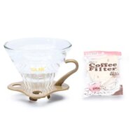 Bộ ly thủy tinh lọc cà phê và túi lọc giấy AnniCoffee