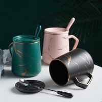 Bộ Ly Uống Cafe, Cốc Sứ Uống Trà Văn Phòng Kèm 400ml Vân Đá Cẩm Thach  Sang Trọng Cao Cấp