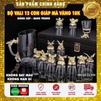 Bộ Ly Uống Rượu Đẹp 12 Con Giáp Đựng Trong Vali Cao Cấp Mạ Vàng 18K ❤️RẺ VÔ ĐỊCH❤️ Món Quà Sang Trọng, Đẳng Cấp