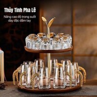 Bộ ly uống rượu pha lê  cao cấp mạ vàng lá 24k . Hộp quà tặng sang trọng
