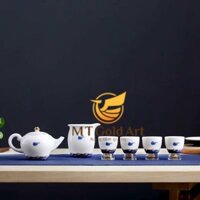 Bộ ly uống trà pha lê vàng lá cao cấp