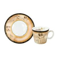 Bộ ly và đĩa sứ Carmani Espresso cup - L. da Vinci, the Vitruvian Man 100ml