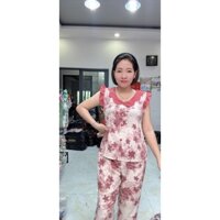 Bộ mặc nhà 9 tấc, áo cánh tiên, cổ phối màu, hàng đẹp, vải lụa mango loại 1 mềm mịn, không nhăn, nhiều hoa văn đẹp