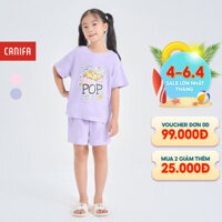 Bộ mặc nhà bé gái CANIFA áo cộc tay quần short có hình in 1LS24W004