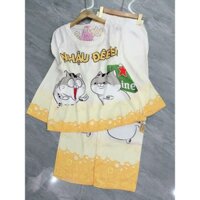 bộ mặc nhà ,bộ cổ tròn tay dài quần dài latin tơ tằm phom 40/60kg mac vừa