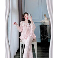 Bộ Mặc Nhà Dài Tay Tiểu Thư Cho Nữ - Bộ Ngủ Pijama Mềm Mịn, Thoải Mái Cho Nữ Màu Hồng