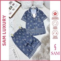 Bộ mặc nhà lụa Sam Luxury, pijama lụa tay ngắn quần lửng