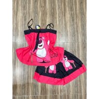 Bộ mặc nhà nữ quần đùi dài áo dây vải lụa latin mềm mịn size 40-60kg