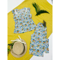 Bộ mặc nhà nữ quần lửng lụa