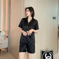 Bộ Mặc Nhà, Pijama Lụa, Bộ Ngủ Nữ Mùa Hè Áo Cộc Tay Quần Đùi Chất Liệu Lụa Gấm Thiết Kế Siêu Xinh Sang Trọng