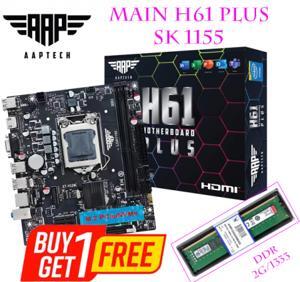 Bo mạch chủ (Mainboard) Asus H61 Plus - Socket 1155, Intel H61, 2 x DIMM, Max 16GB, DDR3