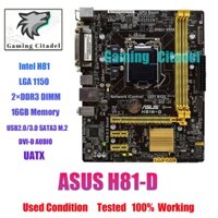 Bo mạch chủ ASUS H81M-D uATX Intel H81 LGA1150 DDR3 16GB SATA2 / 3 DVI Âm thanh VGA