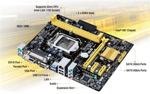 Bo mạch chủ (Mainboard) Asus H81M-D - Socket 1150,  Intel H81, 2 x DIMM, Max 16GB, DDR3