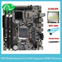 Bo Mạch Chủ H55 Hỗ Trợ I3 530 I5 760 Series CPU DDR3 + I3 550 CPU + Cáp SATA + Mỡ Nhiệt Thay Thế