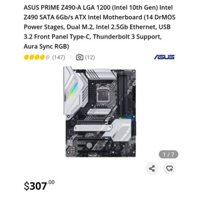 Bo mạch chủ Intel LGA1200 ASUS PRIME Z490-A và CPU Intel i5-10600k