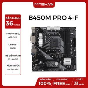 Bo mạch chủ - Mainboard Asrock B450M Pro4-F
