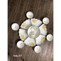 BỘ MÂM BÁT ĐĨA MAI VÀNG 15 MÓN ĐƯỜNG KÍNH 58CM, BỘ ĐỒ ĂN HOA HOA MẶT TRỜI GỐM SỨ BÁT TRÀNG