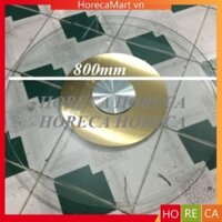 bộ mâm xoay bàn ăn inox 304 sọc vàng cao cấp Ø800mm bao gồm đế inox vàng Ø380mm, mặt kính cường lực Ø800mm trong suốt