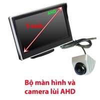 Bộ màn hình AHD và Camera lùi AHD, mắt cá vàng, độ phân giải 720/1808P, góc quan sát rộng, chân cắm AV