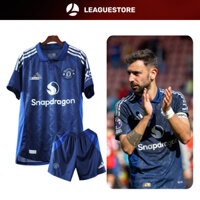 Bộ Manchester United Leaguestore - áo MU bản sân khách xanh than cổ bẻ 24/25 đồ đá bóng thể thao nam form âu