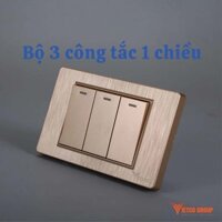 Bộ mặt hạt 3 công tắc 1 chiều Vietco Group màu vàng đồng khung hợp kim chống gỉ V2-005
