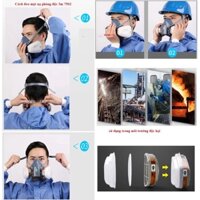 Bô Mặt lạ phòng độc 3m7502 đầy đủ 8 chi tiết chống mờ hơi sử dụng phun xịt cây xi măng bụi mịn