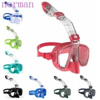 Bộ mặt nạ ống thở NORMAN, mặt nạ lặn chống sương mù bằng silicon lỏng, kính lặn có thể gập lại chống nước tích hợp ống thở Mặt nạ lặn nửa mặt bơi lội