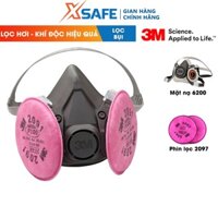 Bộ mặt nạ phòng độc 3M 6200-2097 chống bụi, hơi độc, khí hàn cắt đúc kim loại - chính hãng 3M