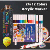 Bộ màu bút vẽ Acrylic Marker dùng để vẽ vải/giày/tường/giấy/da/ly cực đậm màu