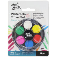 Bộ Màu Nước Dạng Thỏi Nén hiệu Mont Marte 18 màubộ - Watercolour Travel Set Signature 18pc