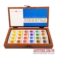 Bộ màu nước Leningrad 24 Màu tặng hộp gỗ