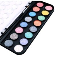 Bộ Màu Nước Nhũ Mont Marte 1636 Màu Kèm Cọ Vẽ Màu Metallic Watercolour Cake Set - Bộ 16 màu nước