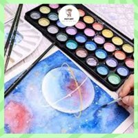Bộ màu nước nhũ Mont Marte 16/36 màu nhũ và kèm cọ vẽ màu nước Metallic Watercolour Cake Set