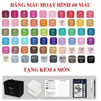 Bộ màu vẽ 60 màu touchmark tặng kèm bút line trắng và đen