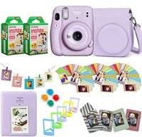 Bộ máy ảnh lấy liền Fujifilm Instax Mini 11 + Phim Fuji Instax 40 ảnh + Vỏ bảo vệ + Khung từ tính + Album, Bộ thiết kế khung (Tím hoa cà)