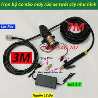 Bộ máy bơm rửa xe tăng áp lực nước mini Cực Mạnh - máy rửa xe 12v - máy rửa điều hòa