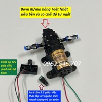 Bộ máy bơm tăng áp mini tự động ngắt 12v Lưu lượng nước 8L phút, Máy bơm 12v tăng áp lực nước tự động ngắt