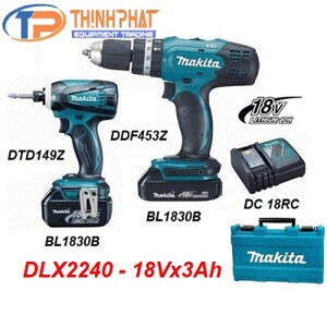 Bộ máy khoan và máy vặn vít 18V/3.0Ah Makita DLX2240