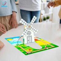 Bộ máy phát điện cối xay gió khoa học Máy phát điện gió Mạch điện cơ bản Bộ thí nghiệm vật lý tương tác Mô hình cho trẻ em