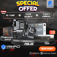 Bộ máy tính COMBO AMD (R5 7500F + PRIME B650M-K + T-CREATE EXPERT 6000MHz 32GB 16GBx2)