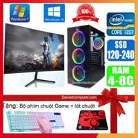 Bộ máy tính PC Game LED+Màn hình 24 icnh FullHD CPU Core i7 i5 i3 Ram 4GB-8GB/SSD 120-240GB chơi PUBG mobile LOL CF+Quà