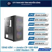 Bộ máy tính PC Vẽ 3D, CPU AMD mạnh mẽ Ryzen 5 4500/16Gb Ram RGB/1660 Super 6Gb Mới 100% Bảo hành 3 năm