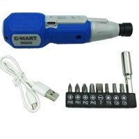 BỘ MÁY VẶN VÍT MINI KHÔNG DÂY 3.6V (11 chi tiết sử dụng sạc USB) C-MART W0043