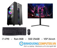 Bộ máy vi tính gaming CPU Intel i7 4790 - Ram 8GB - SSD 265GB - VSP 24inch