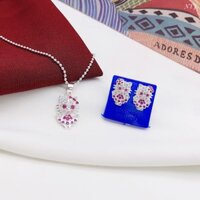 BỘ MÈO KITTY NƠ HỒNG CHO BÉ YÊU - DÂY CHUYỀN, BÔNG TAI BẠC TRẺ CON