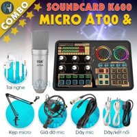 Bộ Mic Hát Thu Âm ISK AT100+ Soundcard K600 livestream chuyên nghiệp đầy đủ phụ kiện