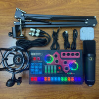 Bộ mic hát thu âm livestream KOLANCE KL250 nguồn 48V Bản mới 2025, Sound Card X5 và đầy đủ chân kẹp tai nghe