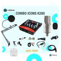 Bộ Mic Livestream, Thu âm Mic PC K200 2024  ICON UPOD  PRO tặng Tai Nghe, Đèn Live  CATARIA