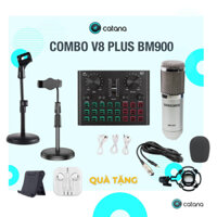 Bộ Mic Livestream Thu Âm V8 PLUS Cải Tiến Chip Âm thanh Sống động cùng Mic Bm900 tặng TRỌN BỘ PHỤ KIỆN LIVE