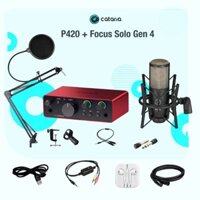 Bộ Mic Livestream, Thu Âm Chuyên Nghiệp P420 Kết Hợp Sound Card Focus Solo 4 Kèm Phần mềm Auto Tune Cubase Tặng Tai Nghe